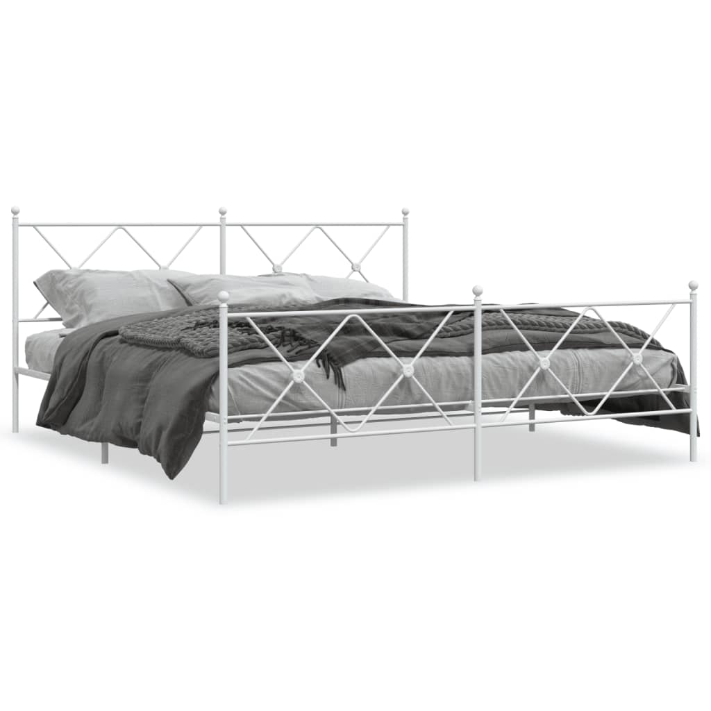 Bedframe met hoofd- en voeteneinde metaal wit 183x213 cm