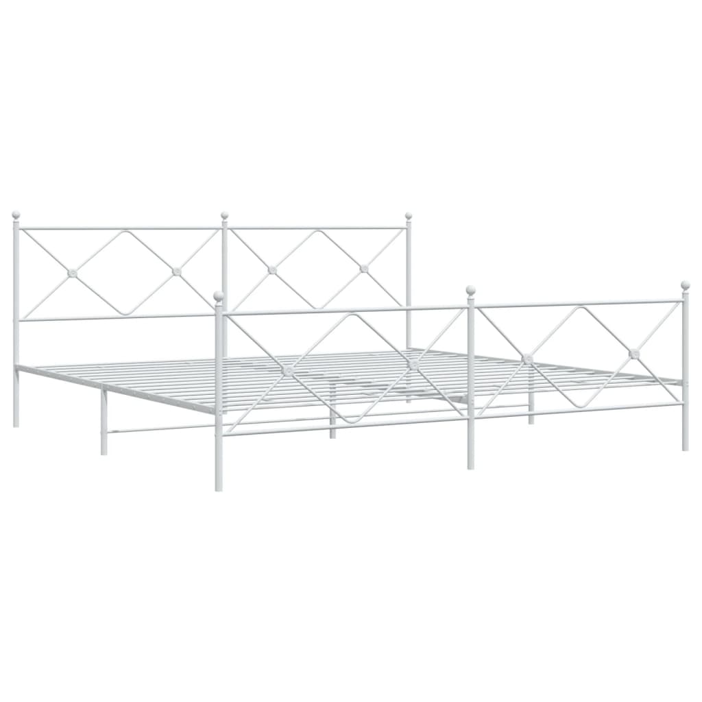 Bedframe met hoofd- en voeteneinde metaal wit 193x203 cm