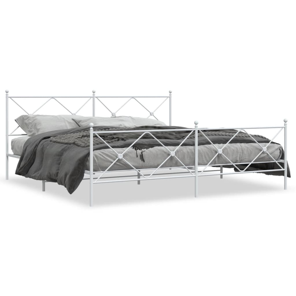 Bedframe met hoofd- en voeteneinde metaal wit 193x203 cm