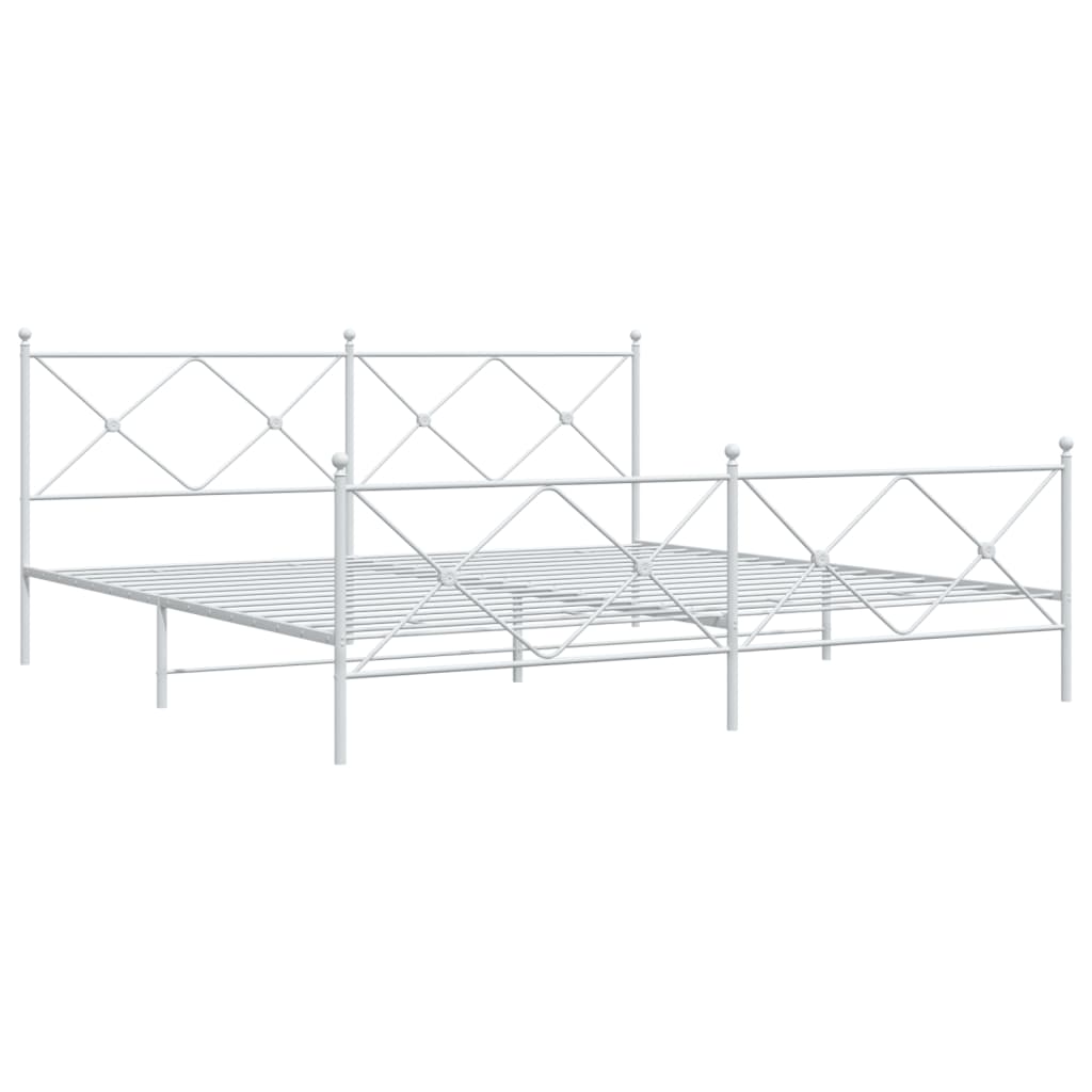 Bedframe met hoofd- en voeteneinde metaal wit 200x200 cm