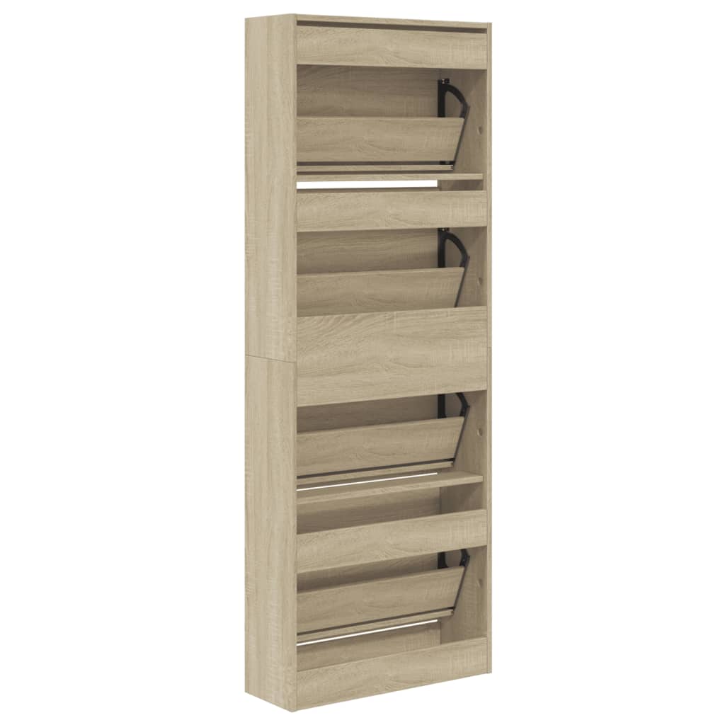 Schoenenkast 60X21X163,5 Cm Bewerkt Hout Sonoma Eikenkleurig Sonoma Eiken 60 x 21 x 163.5 cm