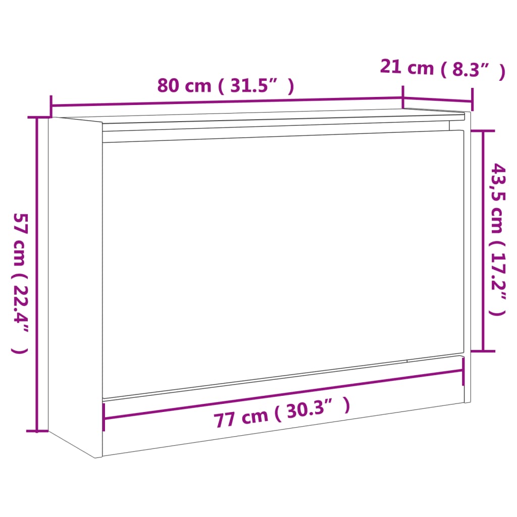 Schoenenkast 80X21X57 Cm Bewerkt Hout Zwart Zwart 80 x 21 x 57 cm