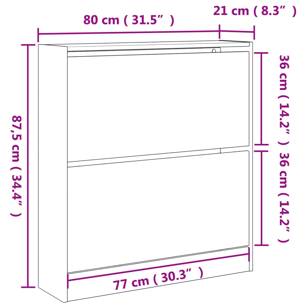 Schoenenkast 80x21x87,5 cm bewerkt hout zwart