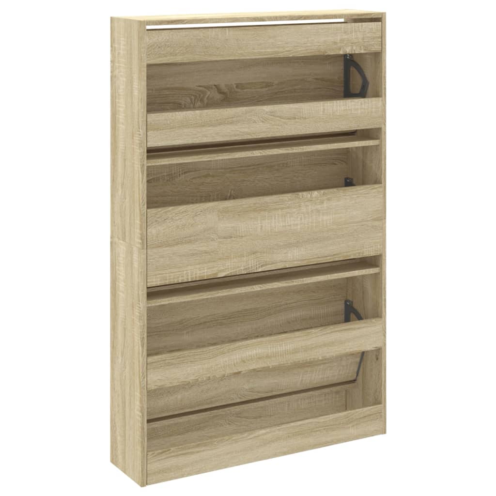 Schoenenkast 80X21X125,5 Cm Bewerkt Hout Sonoma Eikenkleurig Sonoma Eiken 80 x 21 x 125.5 cm