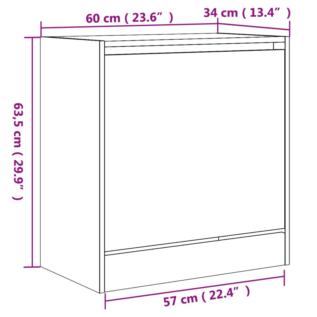 Schoenenkast 60X34X63,5 Cm Bewerkt Hout Zwart Zwart 60 x 34 x 63.5 cm 1