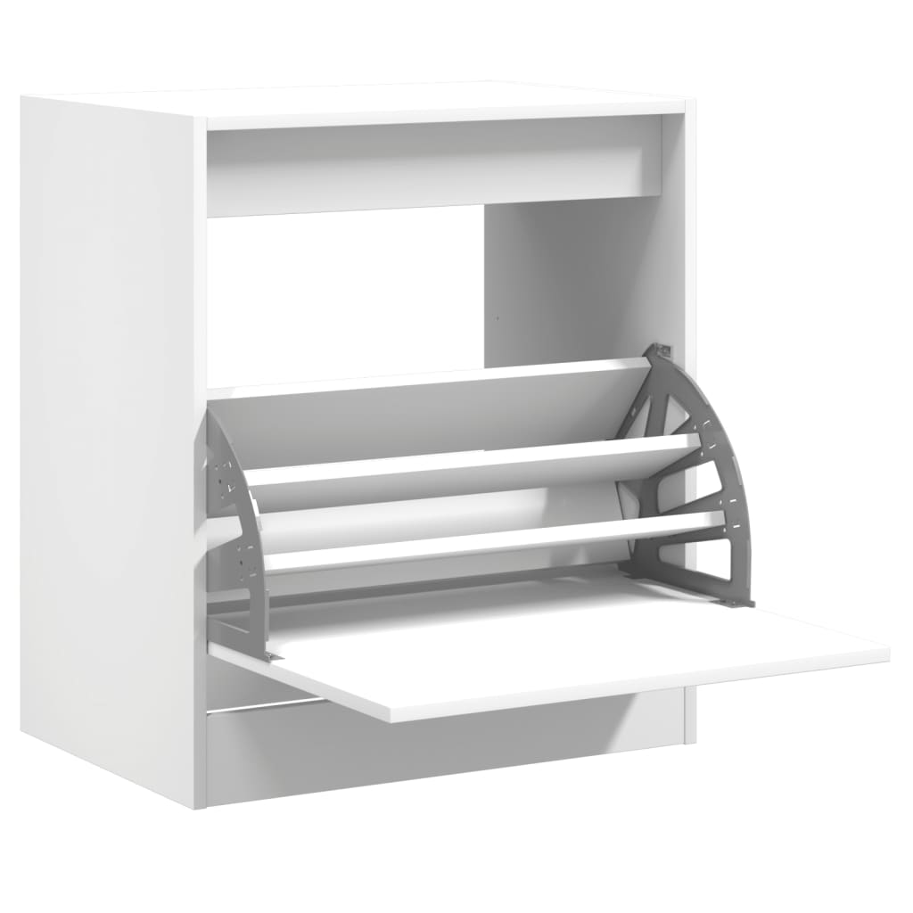 Schoenenkast 60X42X69 Cm Bewerkt Hout Wit Wit 60 x 42 x 69 cm 1