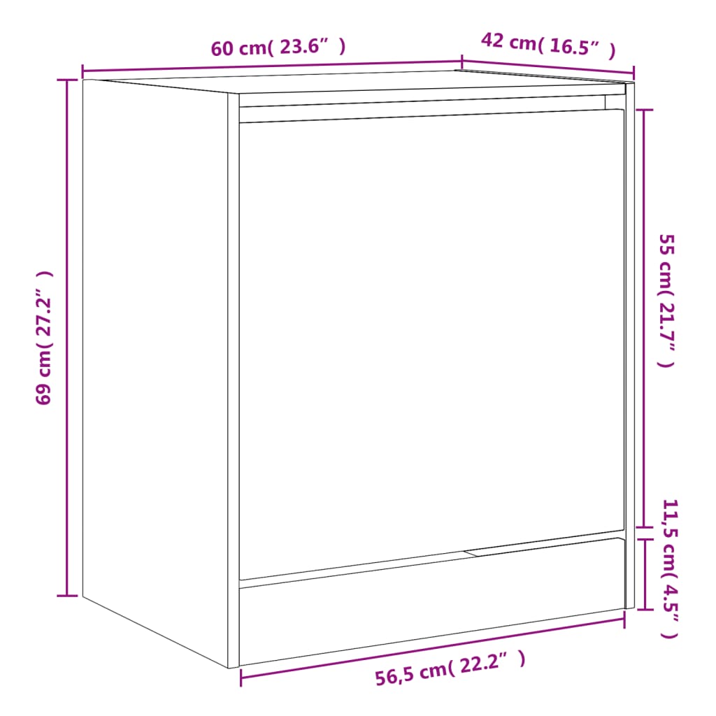 Schoenenkast 60X42X69 Cm Bewerkt Hout Wit Wit 60 x 42 x 69 cm 1