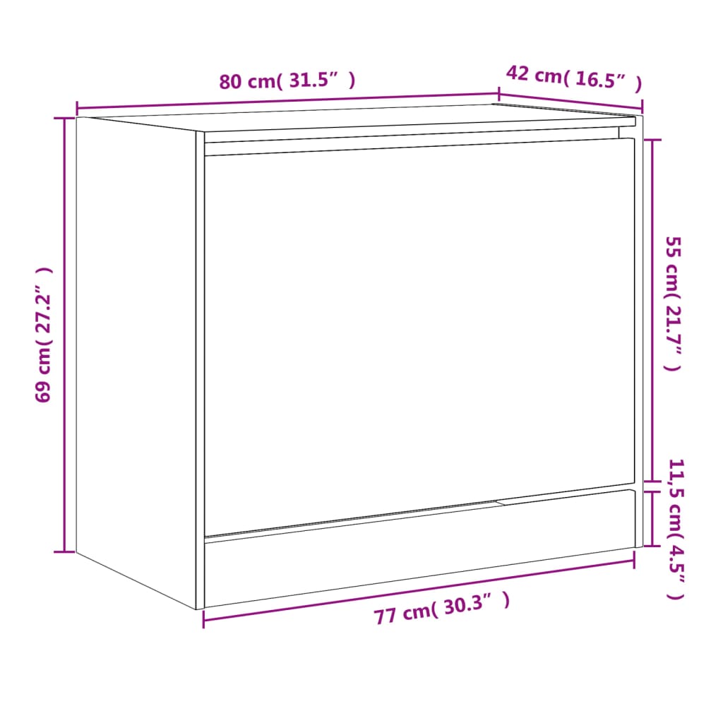 Schoenenkast Bewerkt Hout Wit 80 x 42 x 69 cm