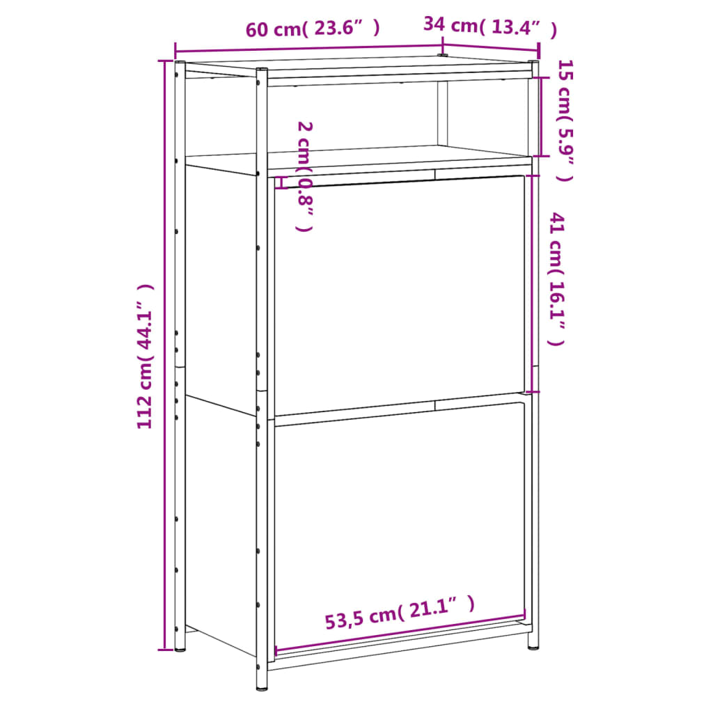 Schoenenkast Bewerkt Hout 60 x 34 x 112 cm Zwart