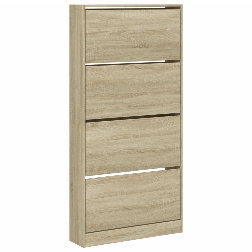 Schoenenkast Met 4 Klaplades 80X21X163,5 Cm Sonoma Eikenkleurig Sonoma Eiken 80 x 21 x 163.5 cm