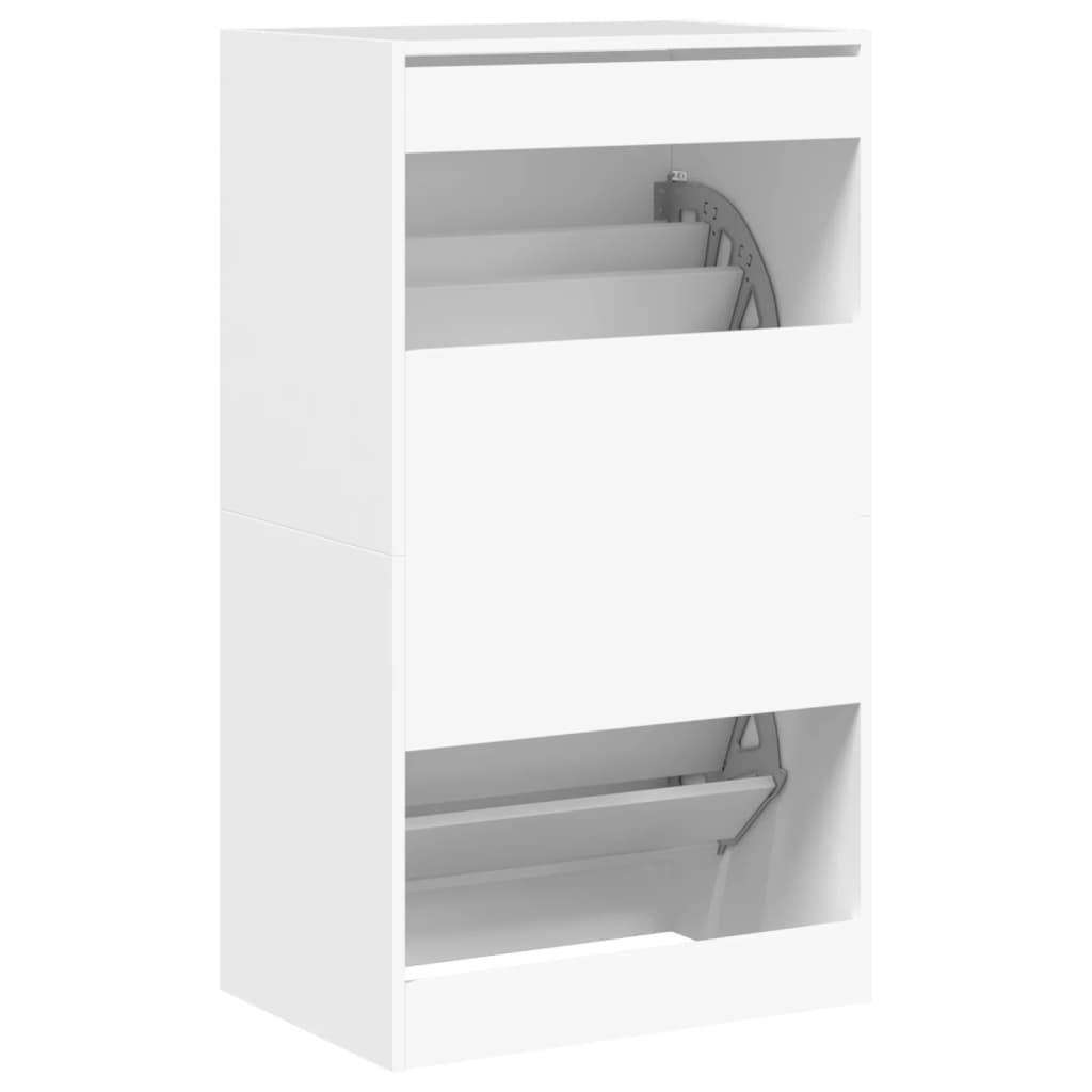 Schoenenkast Met 2 Klaplades 60X42X108 Cm Wit Wit 60 x 42 x 108 cm