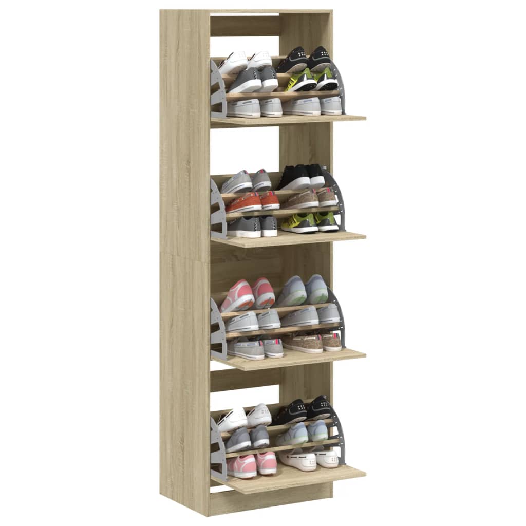 Schoenenkast Met 4 Klaplades 60X42X204 Cm Sonoma Eikenkleurig Sonoma Eiken 60 x 42 x 204 cm 1