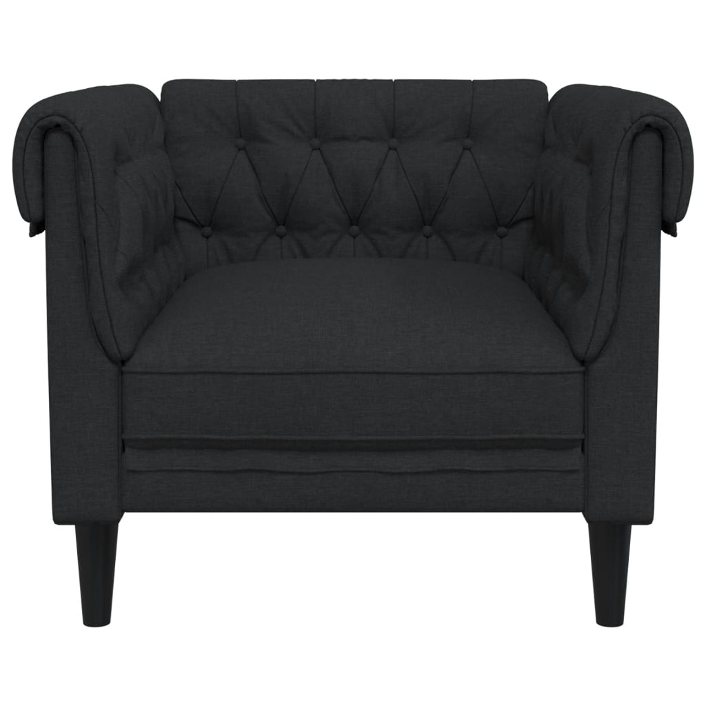 Fauteuil Chesterfield-stijl stof zwart