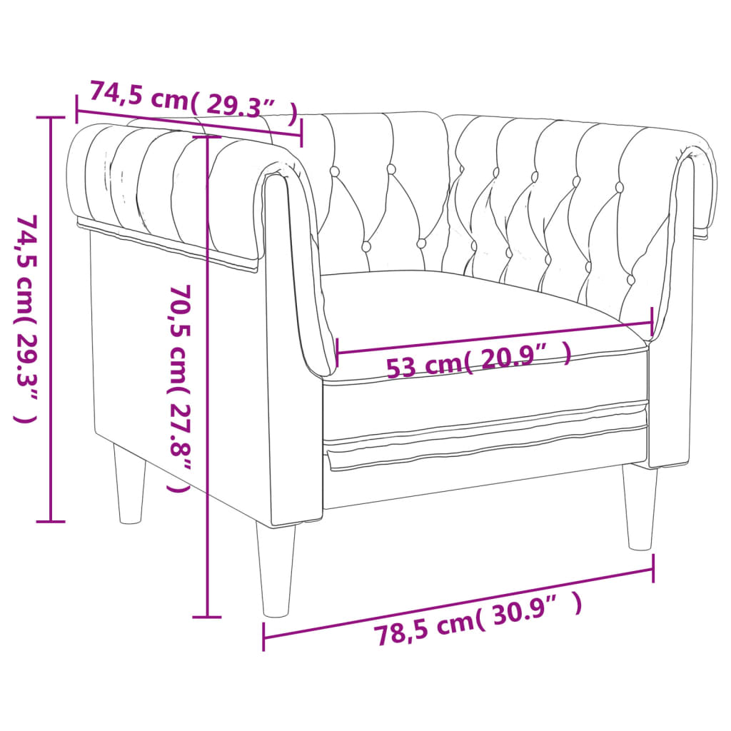 Fauteuil Chesterfield-stijl stof zwart