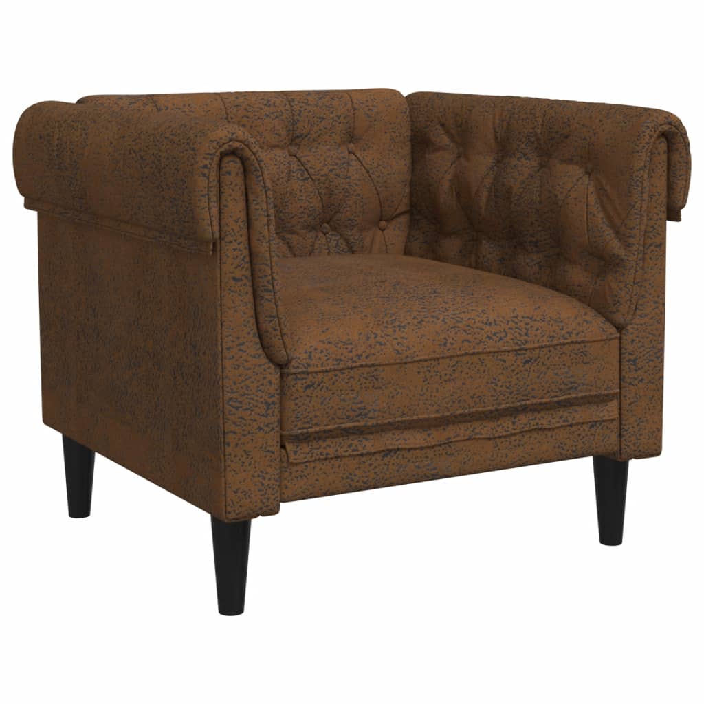 Fauteuil Chesterfield-stijl stof bruin