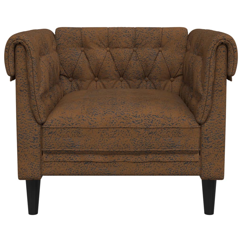 Fauteuil Chesterfield-stijl stof bruin