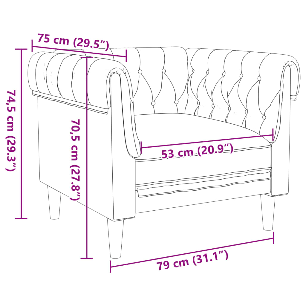 Fauteuil Chesterfield-stijl stof bruin