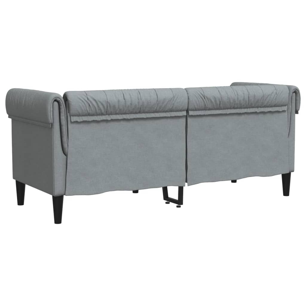 Tweezitsbank Chesterfield-stijl stof lichtgrijs