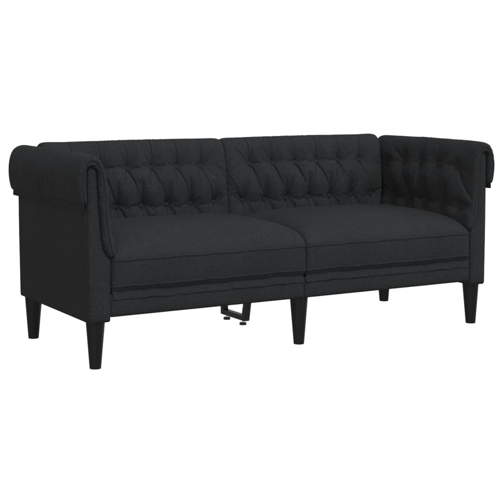 Tweezitsbank Chesterfield-Stijl Stof Zwart