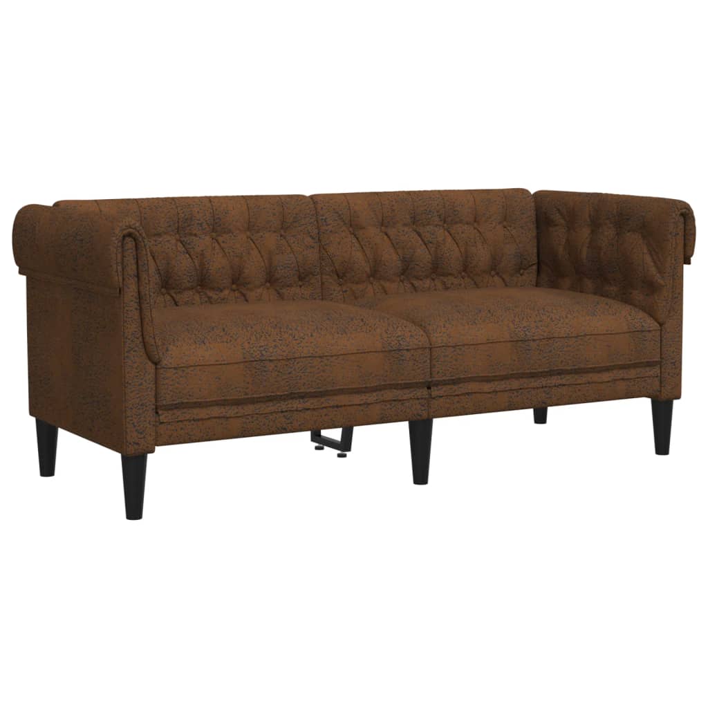 Tweezitsbank Chesterfield-stijl stof bruin