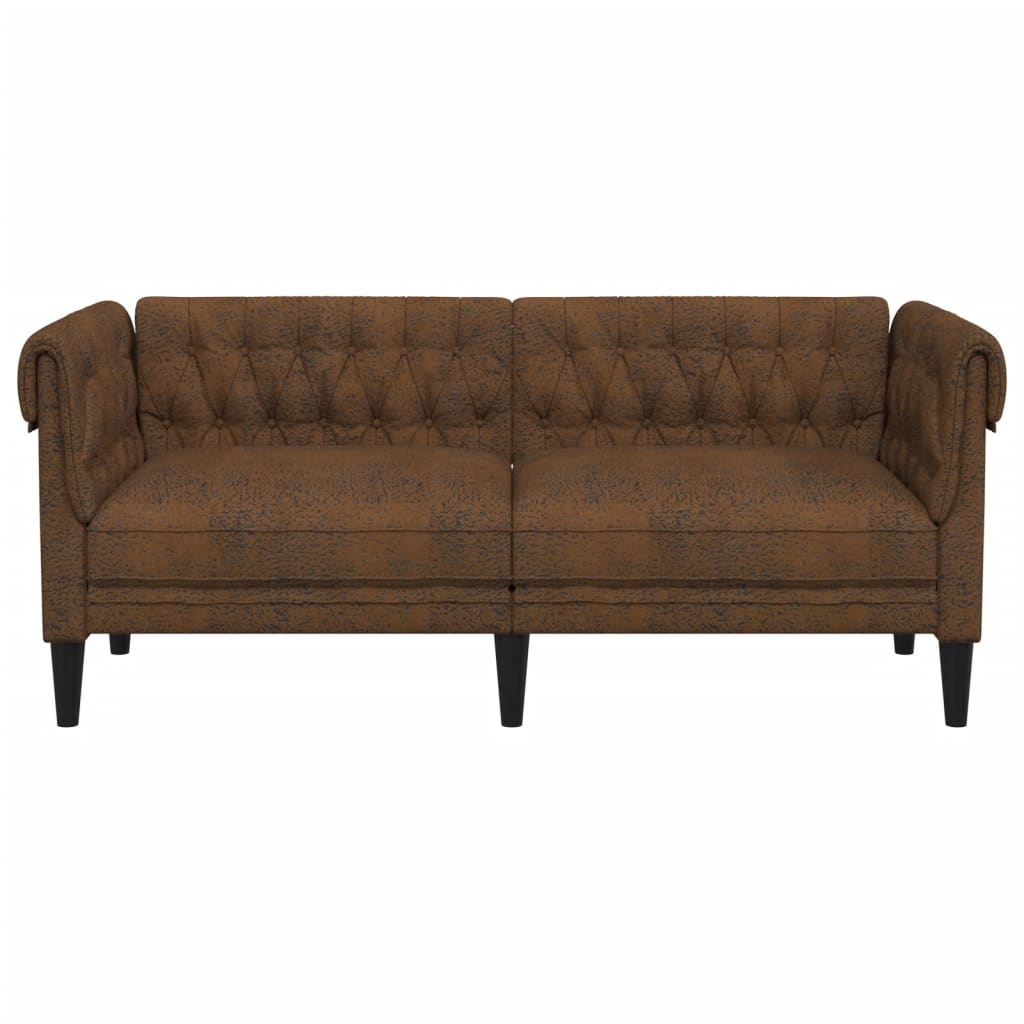 Tweezitsbank Chesterfield-stijl stof bruin