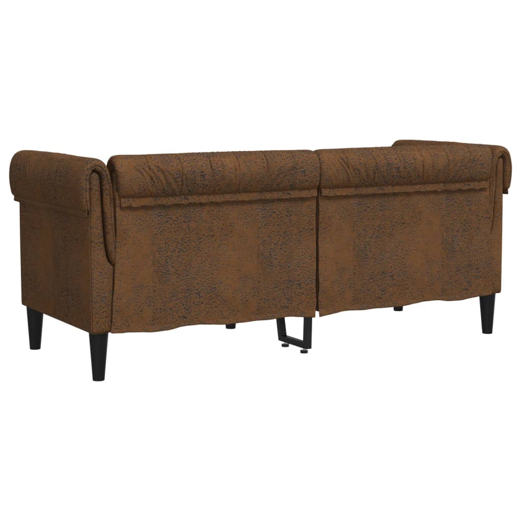 Tweezitsbank Chesterfield-stijl stof bruin