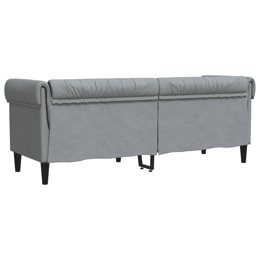 Driezitsbank Chesterfield-stijl stof lichtgrijs