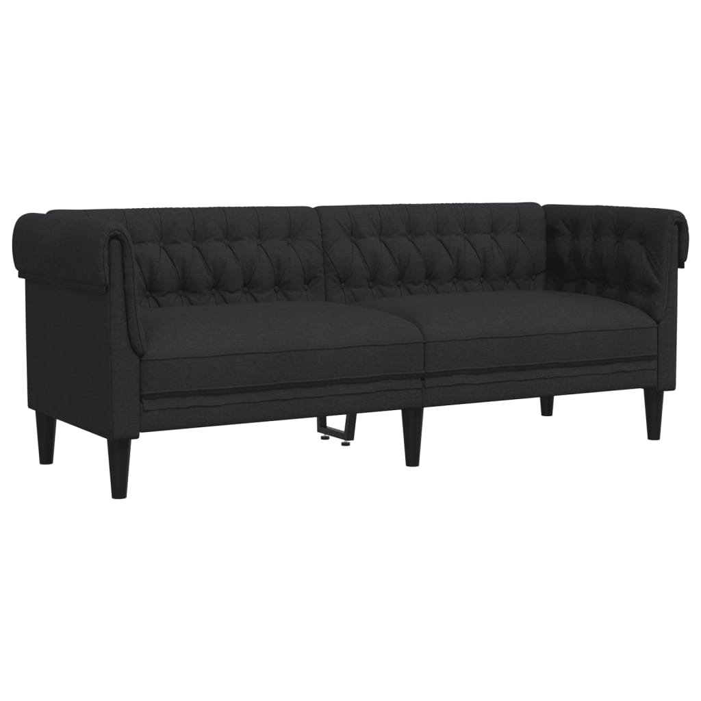 Driezitsbank Chesterfield-stijl stof zwart