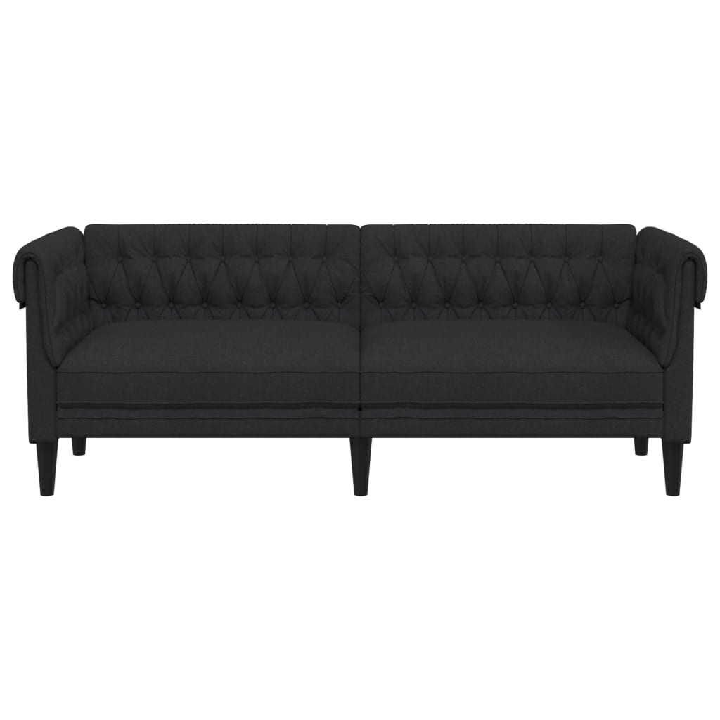 Driezitsbank Chesterfield-stijl stof zwart