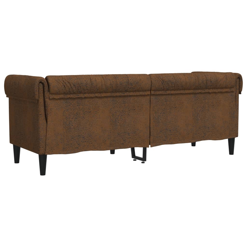 Driezitsbank Chesterfield-stijl stof bruin