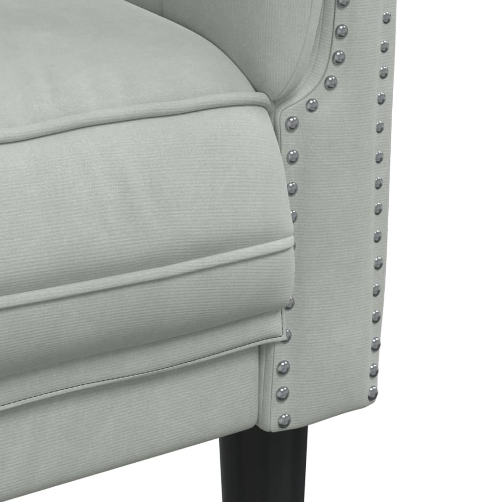 Fauteuil fluweel lichtgrijs