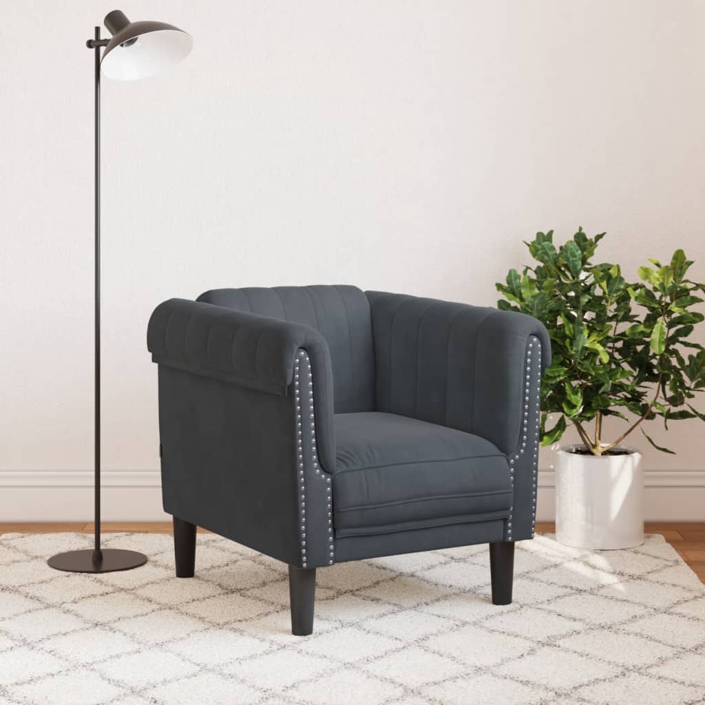 Fauteuil fluweel donkergrijs