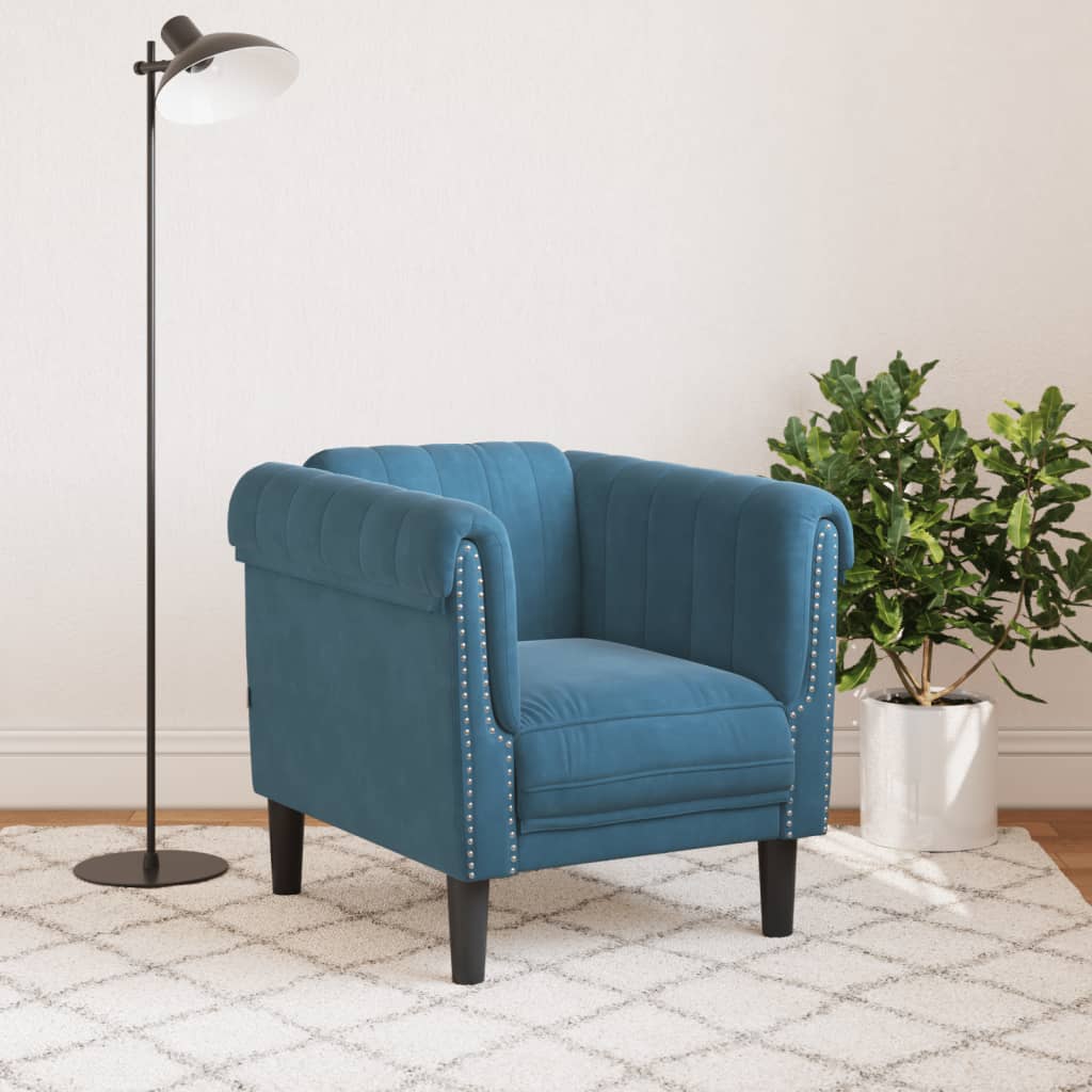 Fauteuil fluweel blauw