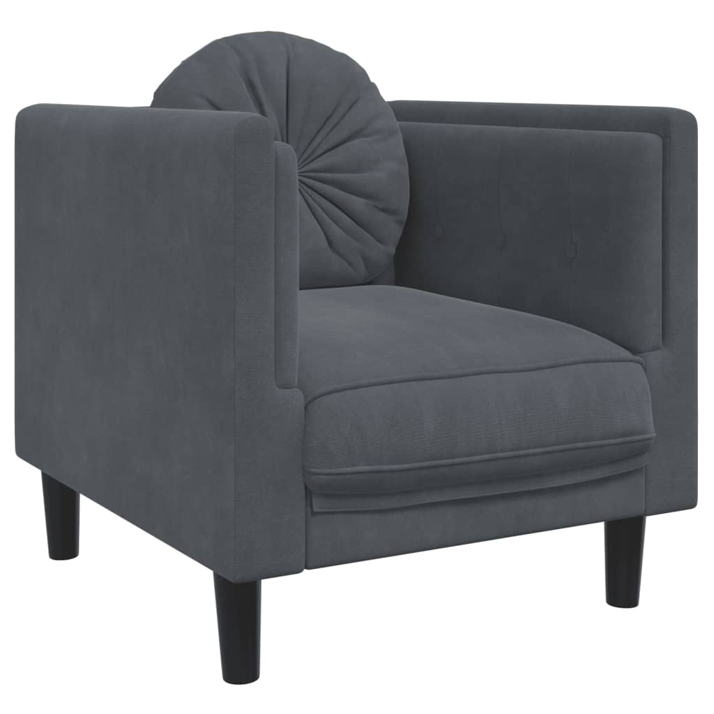 Fauteuil met kussens fluweel donkergrijs