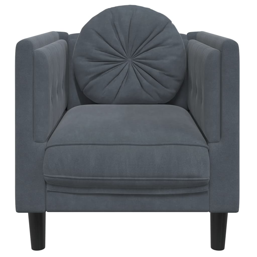 Fauteuil met kussens fluweel donkergrijs