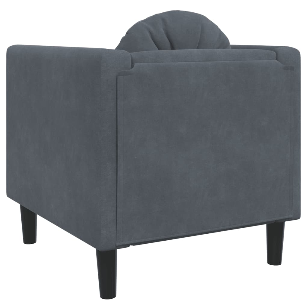 Fauteuil met kussens fluweel donkergrijs