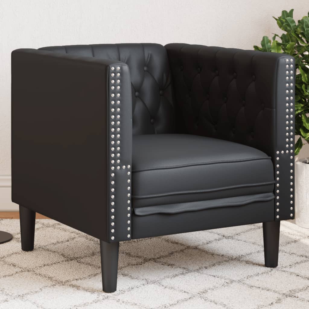 Fauteuil Chesterfield-stijl kunstleer zwart