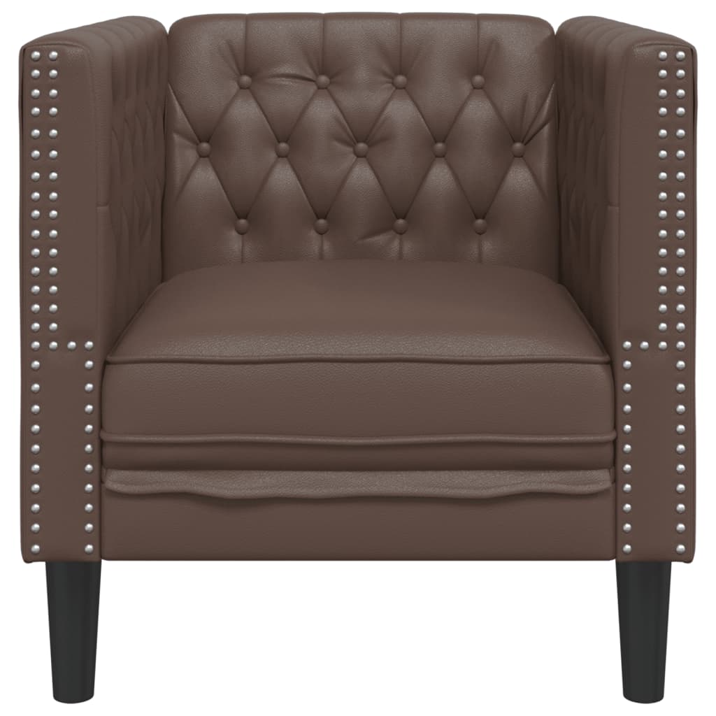 Fauteuil Chesterfield-stijl kunstleer bruin