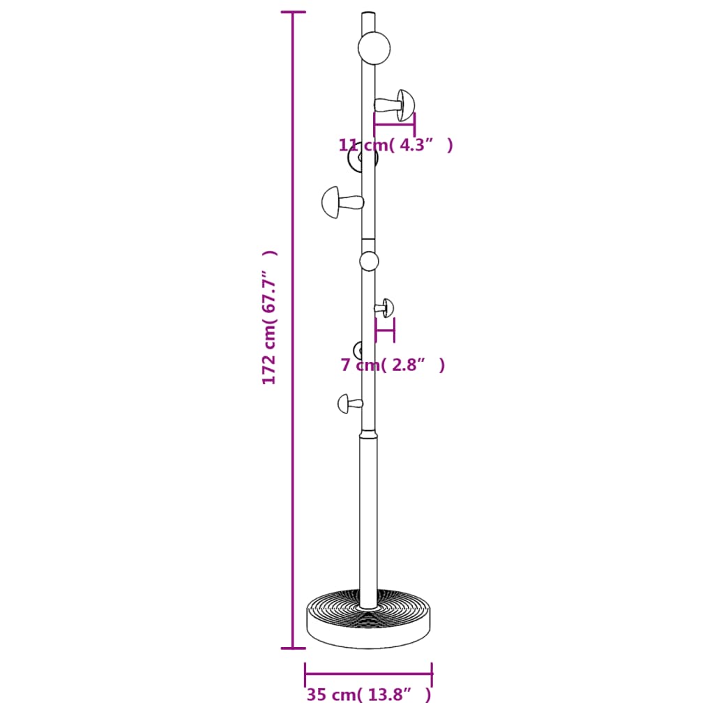 Kapstok 172 cm gepoedercoat ijzer wit