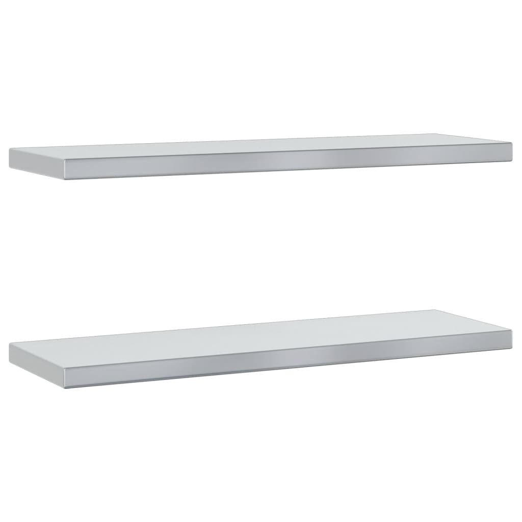 Wandschappen 2 st 75x23,5x3 cm roestvrijstaal zilverkleurig