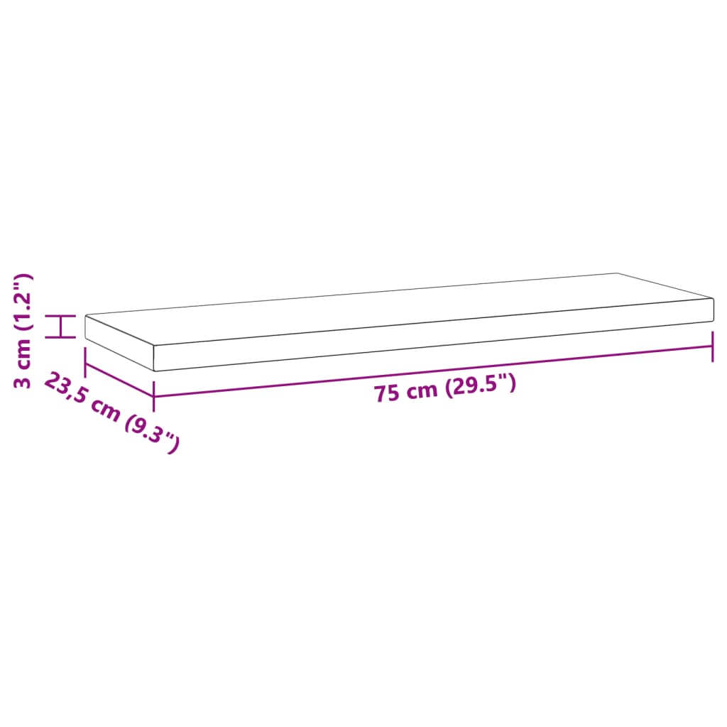 Wandschappen 2 st 75x23,5x3 cm roestvrijstaal zilverkleurig