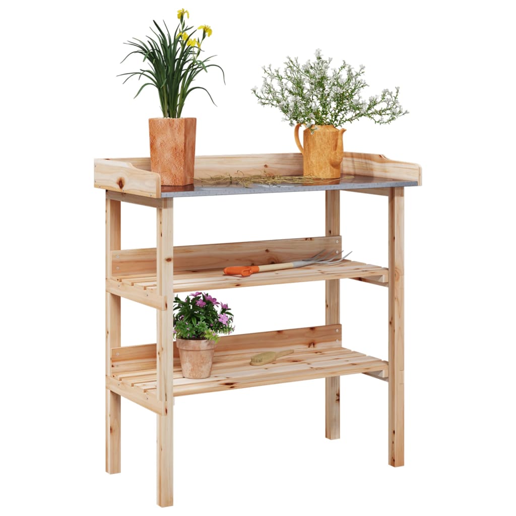 Plantentafel Met Schappen 78X38X82,5 Cm Massief Vurenhout Naturel