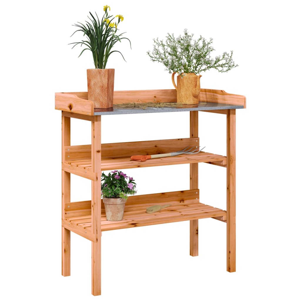 Plantentafel Met Schappen 78X38X82,5 Cm Vurenhout Bruin