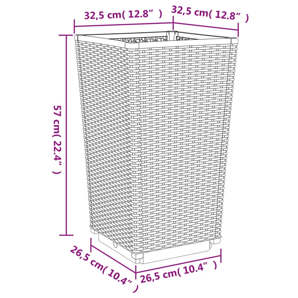 Plantenbakken 2 St 32,5X32,5X57 Cm Polypropeen Zwart