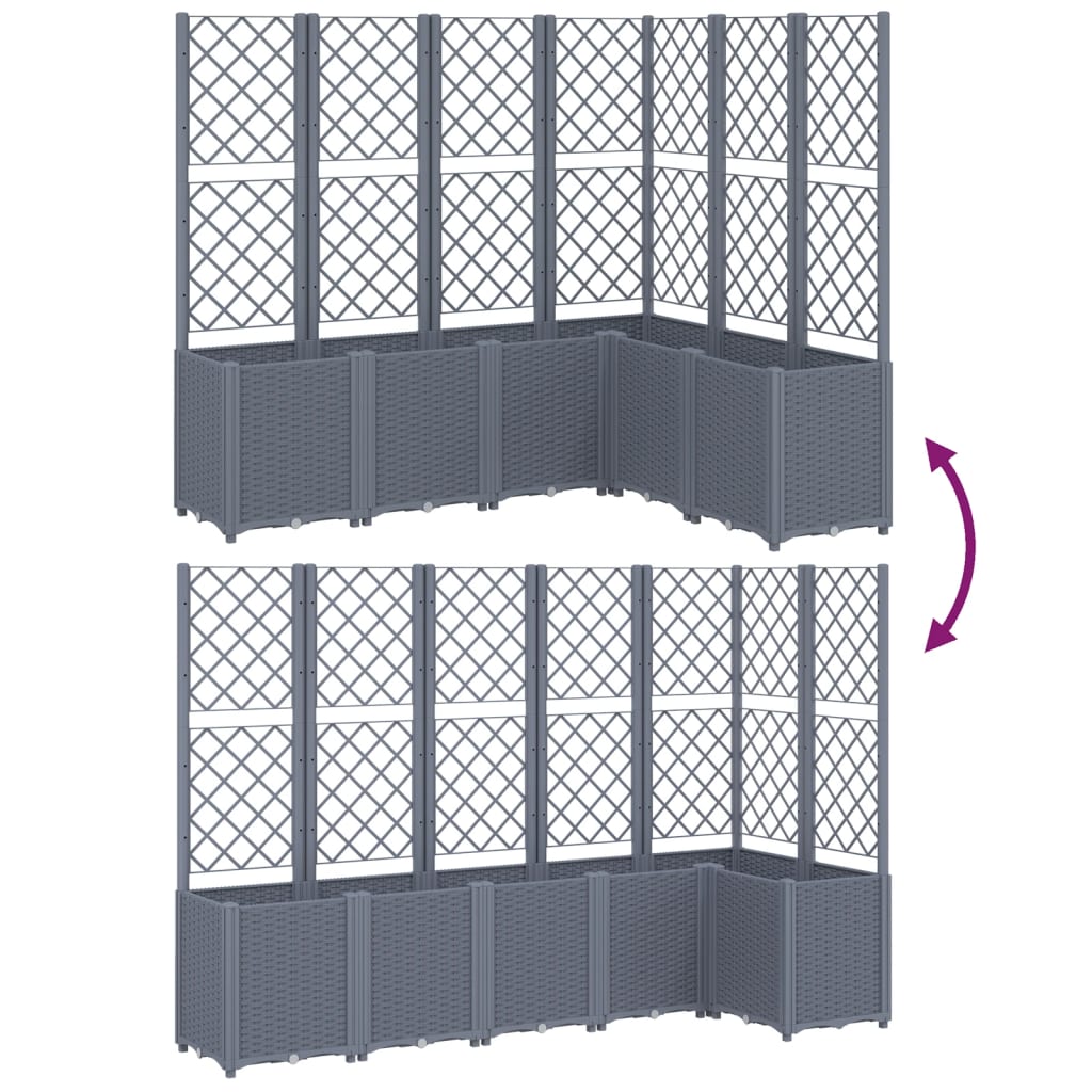 Plantenbak Met Latwerk 160X120X140 Cm Polypropeen Grijs