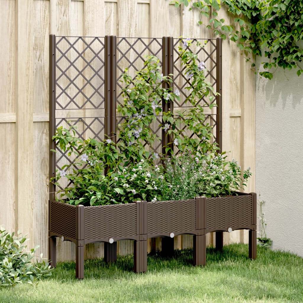 Plantenbak Met Latwerk 120X40X142 Cm Polypropeen Bruin