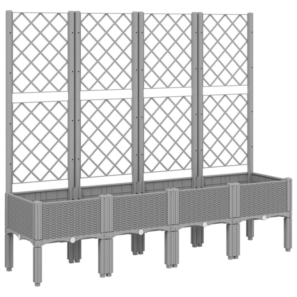 Plantenbak Met Latwerk 160X40X142 Cm Polypropeen Lichtgrijs