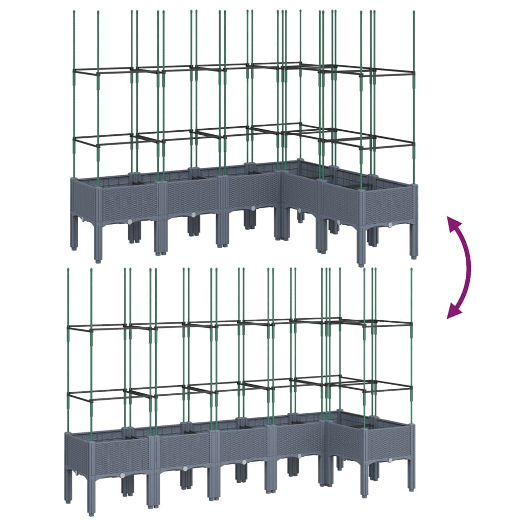 Plantenbak met latwerk 160x120x142,5 cm polypropeen grijs