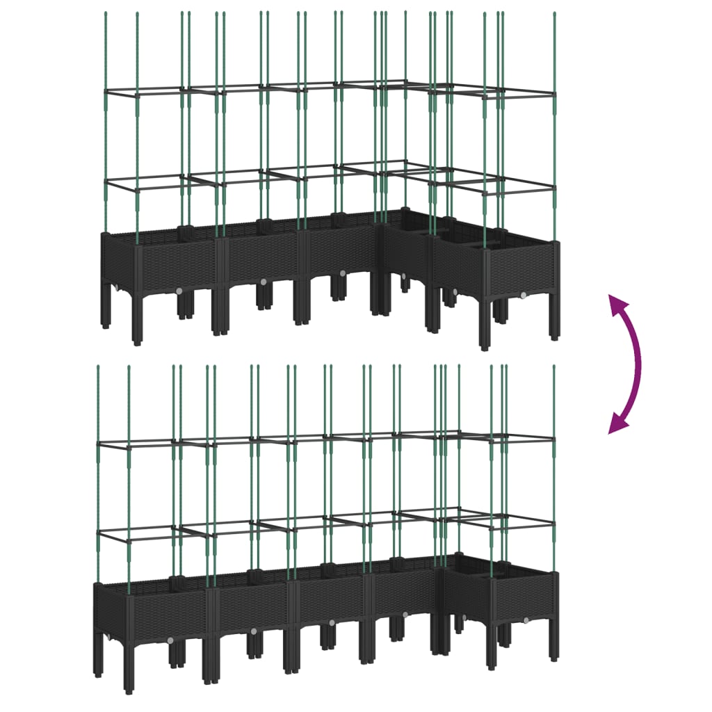 Plantenbak met latwerk 160x120x142,5 cm polypropeen zwart