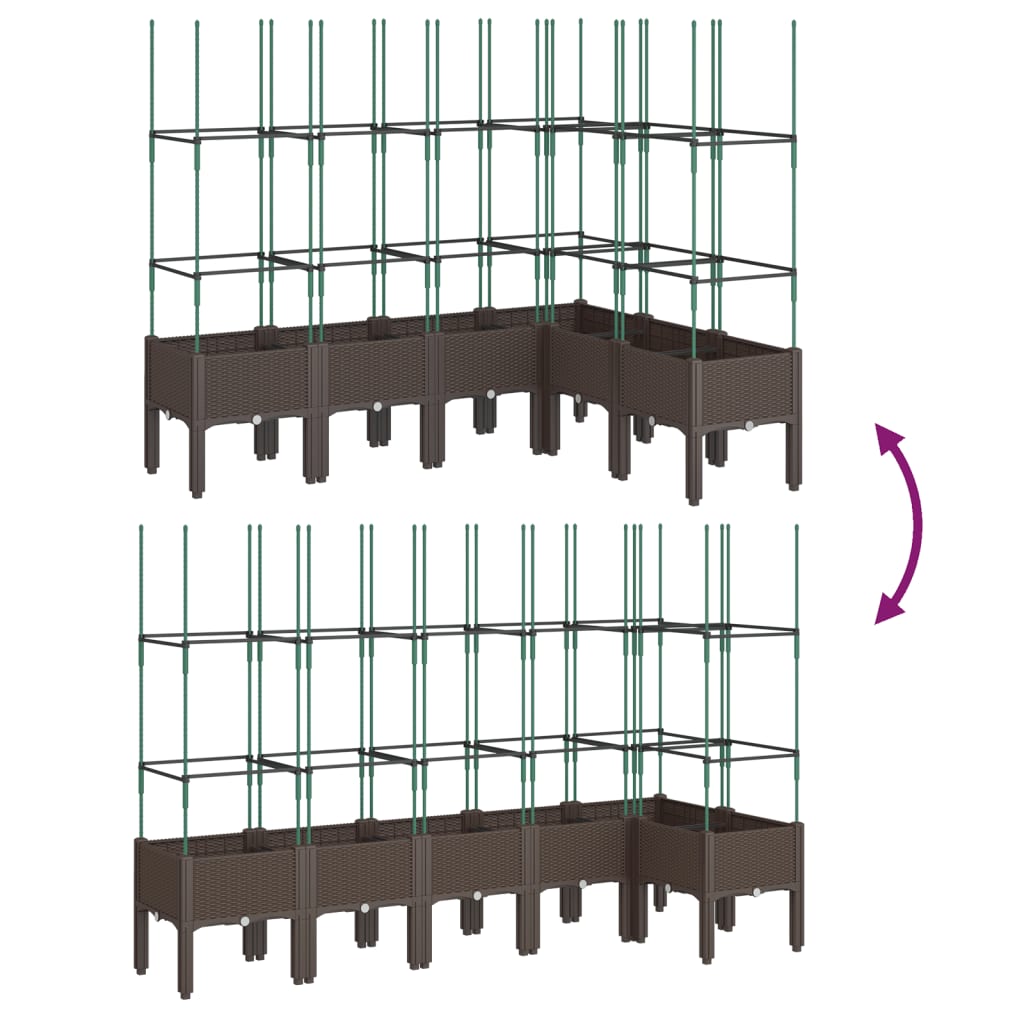 Plantenbak met latwerk 160x120x142,5 cm polypropeen bruin